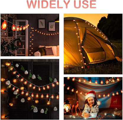 AceList 20 LED Red Lantern String Lights Mini Kerosene Lamp for Indoor Outdoor Patio Garden Holiday Home Ramadan Wedding Party Christmas Tree New Year Decorations(Warm White Light)