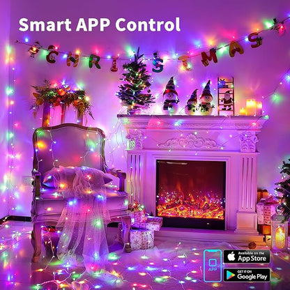 BrizLabs Smart Christmas String Lights,115FT 300 LED Color Changing Christmas Lights App & Voice Control, Cool White & Multicolor Mini Light String, Music Sync Xmas Tree Light for Indoor Outdoor Decor
