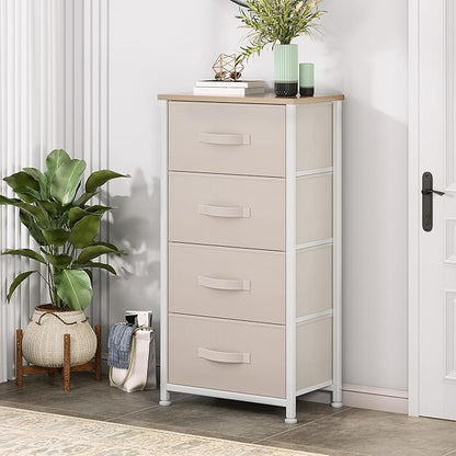 YITAHOME 4-Drawer Fabric Dresser, Dresser for Bedroom, Living Room, Hallway, Closet (Cream White)