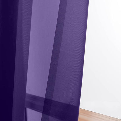 OWENIE Purple Sheer Curtains 96 Inch Length, Elegant Sheer Curtains for Bedroom, Window Voile Sheer Curtain Panels/Drapes/Treatment for Living Room, 2Pcs, Each 42" W x 96" L