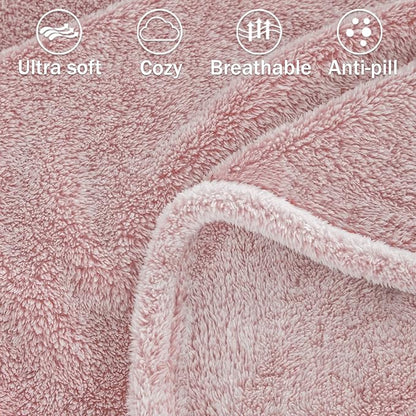 Exclusivo Mezcla Plush Fuzzy Fleece Bed Blanket King Size, Super Soft, Fluffy and Warm Blankets, Suitable for All Seasons (Mixed Pink, 90x104 Inches)