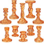 Mumufy 10 Pcs Glass Crystal Taper Candle Holders Clear Glass Candlestick Holder Fit 0.8 Inch Candles Crystal Decorative Candle Stand Centerpiece Table Wedding Dining Party (Classic,Orange)
