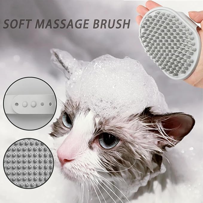 Cat Grooming Brush Kit 6 Tools - Deshedding & Dematting for Long/Short Hair, Self-Cleaning Slicker Brush with 6-in-1 Flea Comb for Cats & Kittens (White)-Mewly Pet