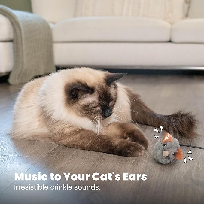 Catstages Squeak Squeak Mouse Cat Toy with Touch-Activated Sound & Catnip, Gray-Mewly Pet