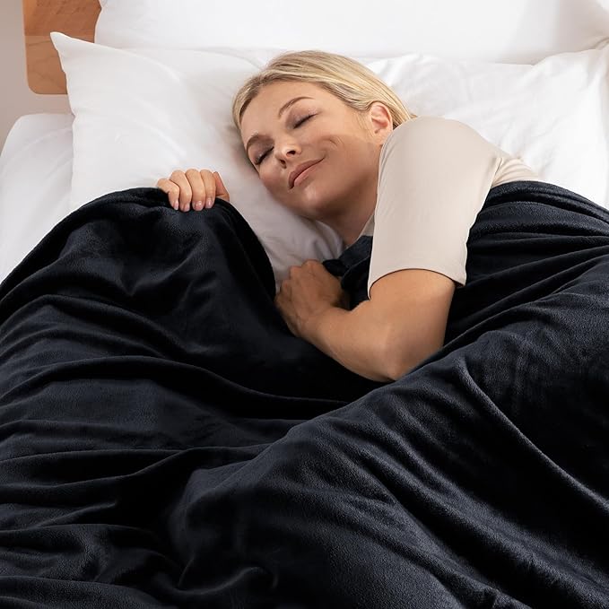 Exclusivo Mezcla Fleece Blanket King Size for Bed, Super Soft and Warm, All Season Use, Cozy, Plush, Lightweight, 120x120 Inches, Black