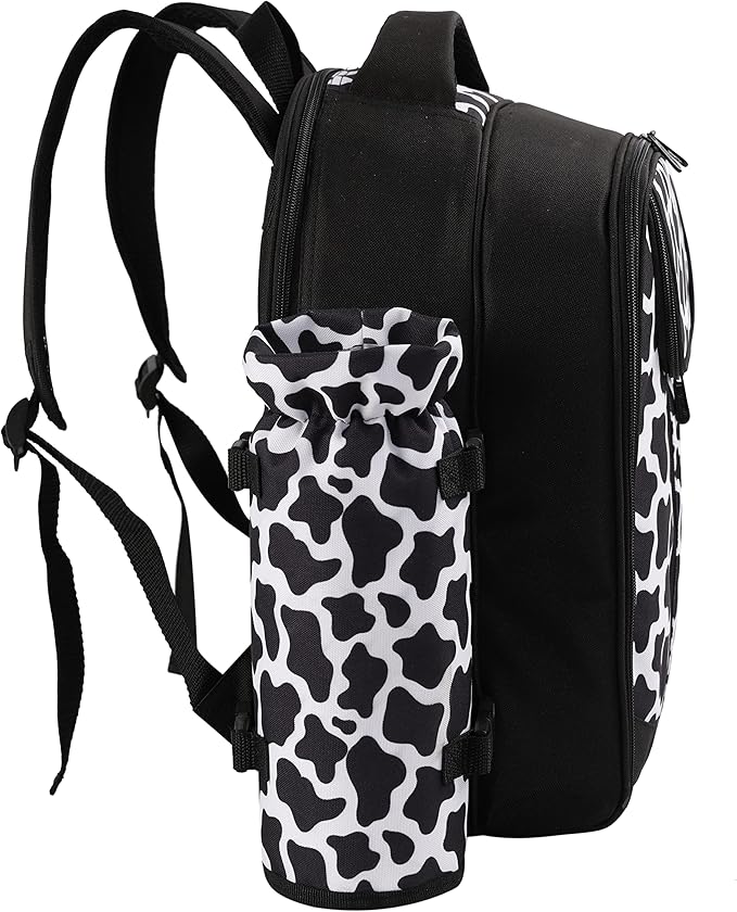 apollo walker Picnic Backpack Bag for 2 Person with Cooler Compartment, Detachable Bottle/Wine Holder, Fleece Blanket, Plates and Cutlery Set (2 Person, Black)-Mewly Pet