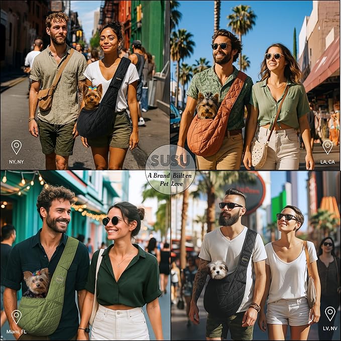 Small Dog Carrier Sling – Copper Brown Hands‑Free 2‑in‑1 Cross‑Body & Handheld Pet Sling for Small Dogs up to 10 lbs, Parachute‑Grade Rip‑Stop Nylon, Padded Strap & Safety Tether-Mewly Pet