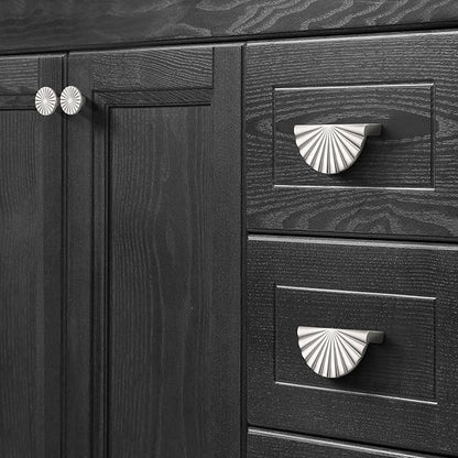 2 Pack 3 Inch (76mm) Nickel Cabinet Pulls Cup Flat Drawer Handles Kitchen Cupboard Pull Bathroom Dresser Sunflower Handle Unique Hardware for Furniture Door Wardrobe Hardware TYH-BN-2