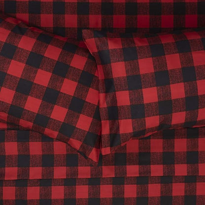 California King Sheet Sets - Breathable Luxury Sheets with Full Elastic & Secure Corner Straps Built In - 1800 Supreme Collection Bedding, Sheet Set, California King, Buffalo Check Burgundy