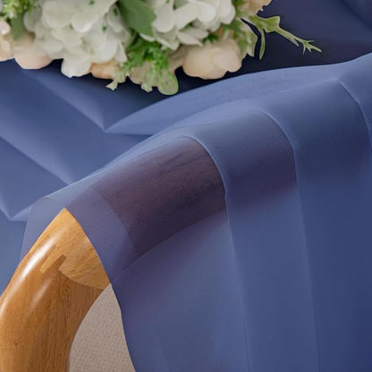 OWENIE Sheer Curtains 84 Inches Long 2 Panels Set for Bedroom Living Room, Light Filtering Voile Blue Sheer Curtains, Airy Rod Pocket Farmhouse Curtains, Royal Blue, Each 42Wx84L inch