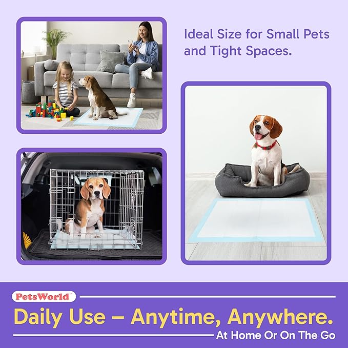 PETSWORLD Puppy Pads, 23x36 Inch, 400 Count - Puppy Pee Pads for Dogs, Tear Resistant, Economy Value, Super-Absorbent Polymer Gel Core, Perfect for Puppies, Smaller Dogs-Mewly Pet