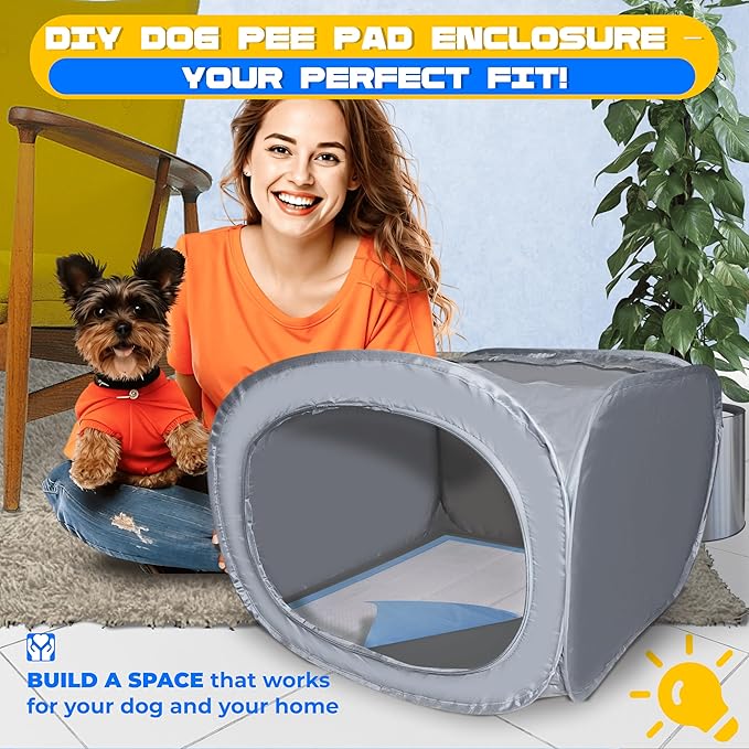 TidyFriend Cat Litter Box Enclosure 24” x 24” with Peepad Holder Tray Fits for 24” x 24” Pee Pad, Enclosed Small Cat Litter Box with Removable Wee Wee Pad Holder, High-Sided Pet Enclosure (Dark Grey)-Mewly Pet