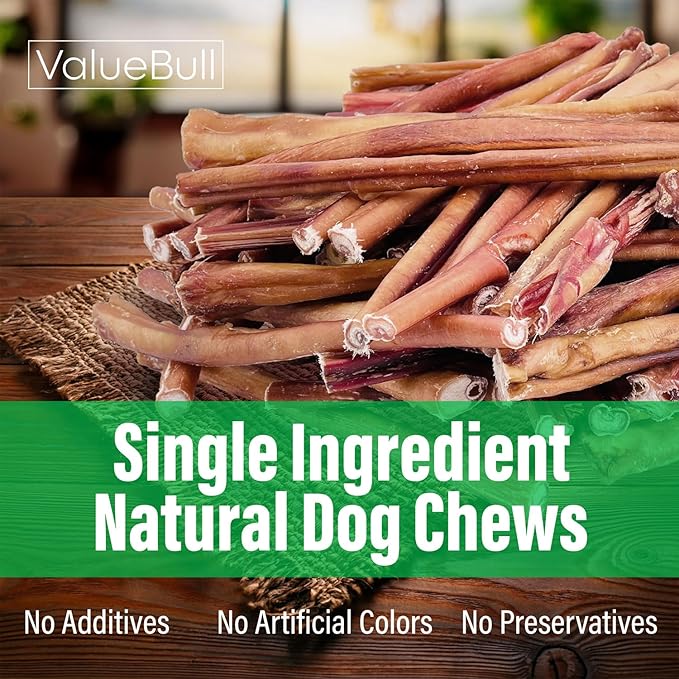 ValueBull Bully Sticks for Large Dogs, Jumbo 12 Inch, 25 Count - All Natural, Grass Fed, Single Ingredient, Long Lasting Dog Treats for Aggressive Chewers-Mewly Pet