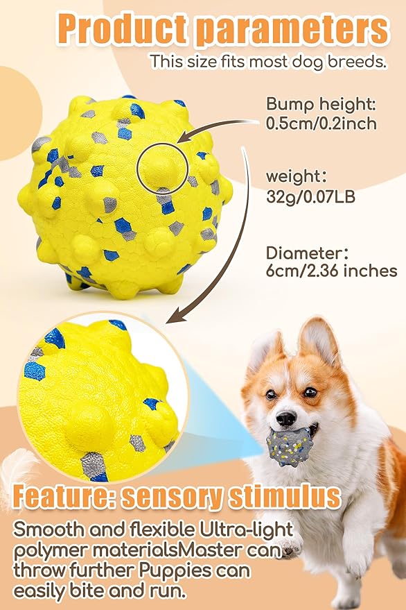 2.36'' Dog Balls for Dogs Aggressive Chewers Indestructible Tennis Durable Bouncy Interactive Dog Toy Balls for Fetch Game Floating Training(Yellow Medium)-Mewly Pet