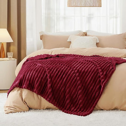 Bedsure GentleSoft Deep Red Blanket for Couch - Cozy Soft Blankets for Women, Cute Small Throws for Girls, 50x60 Inches