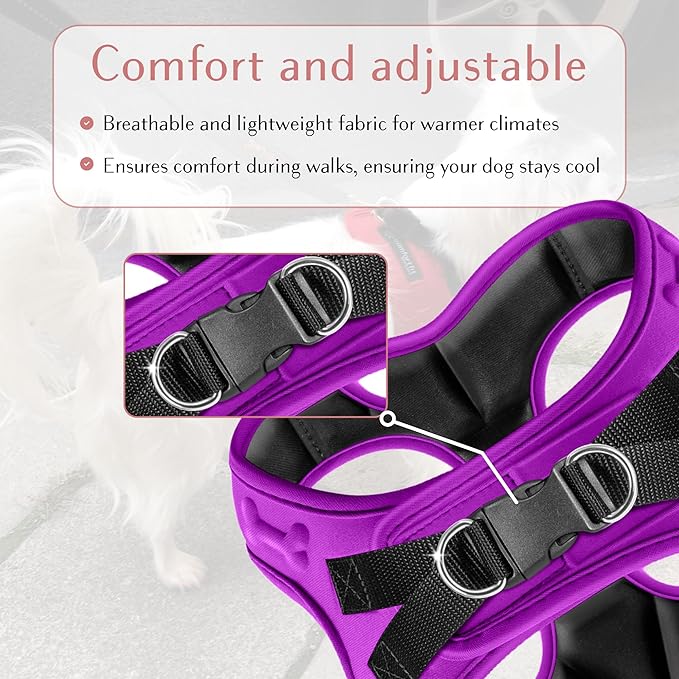Comfort fit Step-in Dog & Puppy Harness - Comfortable All Weather Dog Vest Harness: Adjustable, Soft Padded, Easy to Put-on for Small, Medium-Sized Dogs.-Mewly Pet