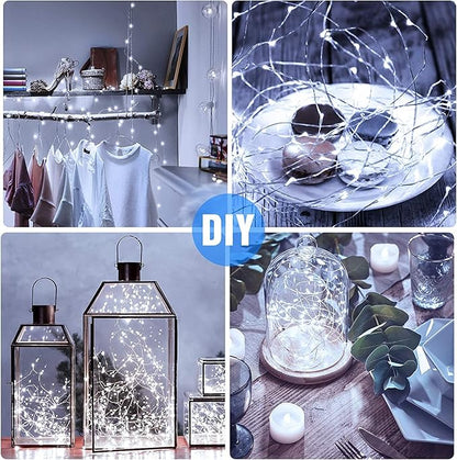 10 Pack Fairy Lights Battery Operated - 7ft 20 LED Twinkle Lights Copper Wire Mini String Lights Firefly Lights for Mason Jars DIY Crafts Christmas Wedding Party Centerpiece Table Decor, Cool White