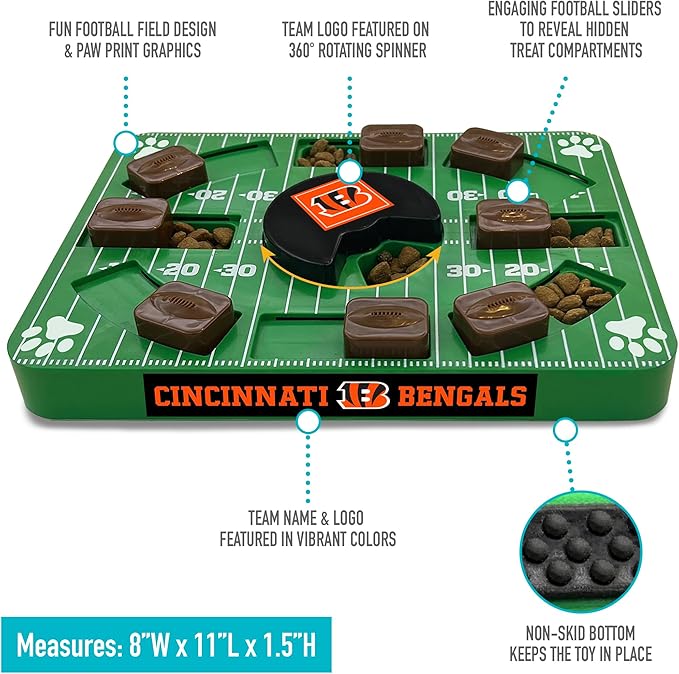 Pets First NFL Cincinnati Bengals Puzzle Toy, Puzzle Treat Dog Toy, Interactive Dog Treat Toy, Dog Puzzle-Mewly Pet
