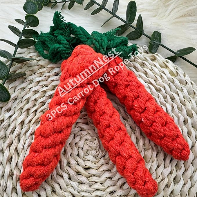 3PCS Orange Woven Pet Chew Set, Puppy Teething Chews, Dog Chew Treats, Cat Teething Playset, Safe Braided Chews for Pets, Durable & Interactive-Mewly Pet