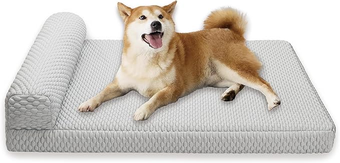 Tinaco Orthopedic Cooling Bed for Large Dogs & Cats, Removable Washable Cover (X-Large, White/Grey)-Mewly Pet