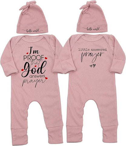 Little Answered Prayer Bodysuit Infant Romper Baby Announcement 0-3 Months Clothes Cute Religious Boys Girls Outfit