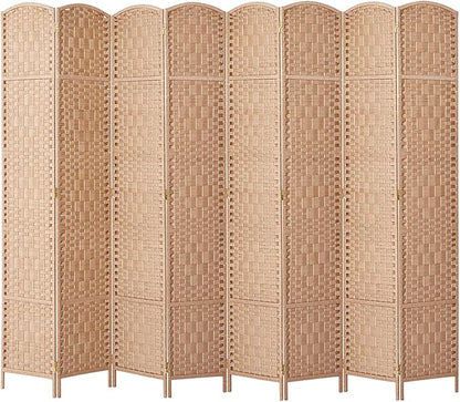 RHF 6 Ft. Tall Extra Wide-Diamond Weave Fiber Room Divider, 8 Panel Room Divider/Screen,Room Dividers and Folding Privacy Screens 8 Panel&Room Dividers and Folding Privacy Screens-Natural, 8 Panel