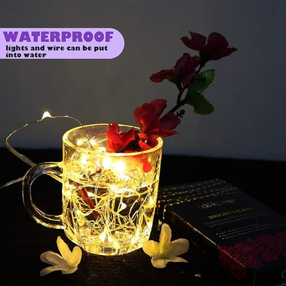6 Pack Fairy Lights Battery Operated with Timer 2PCS Remote 6.5ft 20LED Warm White Twinkle Lights Waterproof Silver Wire Fireflies Lights DIY Mason Jar Wedding Party Christmas Centerpiece Table Deco