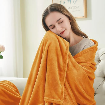 BEDELITE Fleece Blanket Twin Size Burnt Orange Throw Blankets for Couch & Bed, 300GSM Luxury Plush Cozy Fuzzy Fall Blanket 60x80 inches, Super Soft & Warm Blankets for Travel Camping