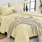 HEVUMYI Cream Yellow Cali-King Comforter Set - 7-Piece All Season Bed in a Bag Cali-King, Ultra Soft Bedding Set with Comforter, Flat Sheet, Fitted Sheet, Pillowcases, Pillow Shams