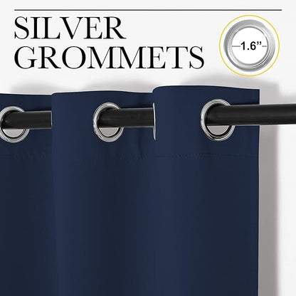 NICETOWN Doorway Curtain Room Divider Drape Screen Partitions, Vertical Blind for Sling Door, Blackout Window Curtains Privacy Blind for Patio (Navy, 1 Panel, 10ft Tall x 5ft Wide)