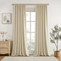 KangBang Pinch Pleat Linen Blackout Curtains 90 Inches Long for Bedroom, Thermal Pinch Pleated Drapes for Living Room Nursery, Soundproof Elegant Home Decor(2 Panels, Natural Beige,42x90)