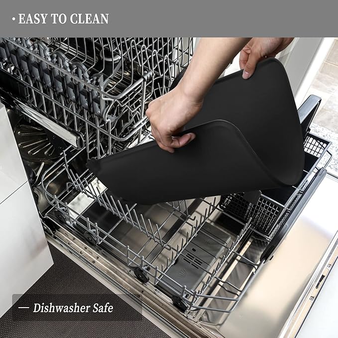 Waterproof Pet Feeding Mat with High Raised Edges, Heavier and Thicker Placemats for Cat Dog Water Bowl with BPA Free, Dogs Cats Food Mats for Messy Drinkers to Prevent Spill and Protect Floors-Mewly Pet