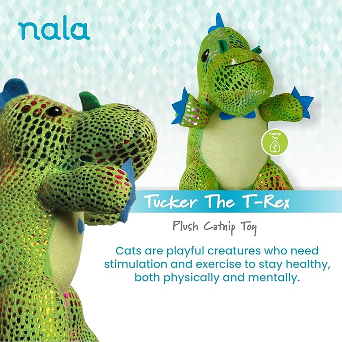 Caitec Presents Nala Cat Tucker The T-Rex Dino - Catnip Toy - Interactive Cat Toy - Chew Toy - Pillow Toy, 2 Pack-Mewly Pet