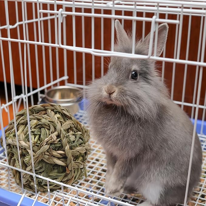 Rabbit Timothy Grass Ball 6 Pcs,Natural Bunny Grass Ball Timothy Hand Woven Chew Toys Small Animals Teeth Grinding Suitable for Hamster Guinea Pig Squirrel Totoro Gerbils-Mewly Pet