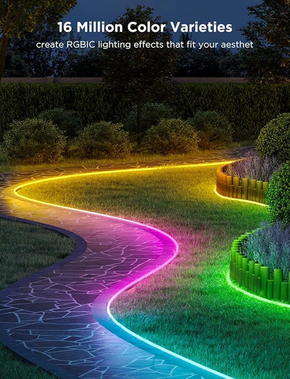 Govee Outdoor Neon Rope Lights, 65.6ft RGBIC IP67 Waterproof Outdoor Decorations with 64 Scene Modes, Music Sync, Flexible LED Outdoor Lights, Outdoor Lights Work with Alexa, Google Assistant
