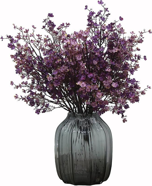 JAKY-Global Babys Breath Fabric Cloth Artificial Flowers 12 Bundle European Fake Silk Plants Farmhouse Decor Wedding Party Decoration Bouquets Real Touch DIY Home Garden (Autumn Purple-12pcs)