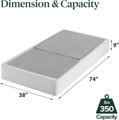 ZINUS No Assembly Metal Box Spring 9 Inch White Mattress Foundation, Sturdy Metal Structure, Twin