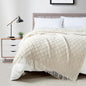 BOURINA Beige Throw Blanket 50 x70 Inches Jacquard Argyle Throw Textured Solid Soft Throws and Blankets for Sofa or Bed Knitted Decorative Blanket