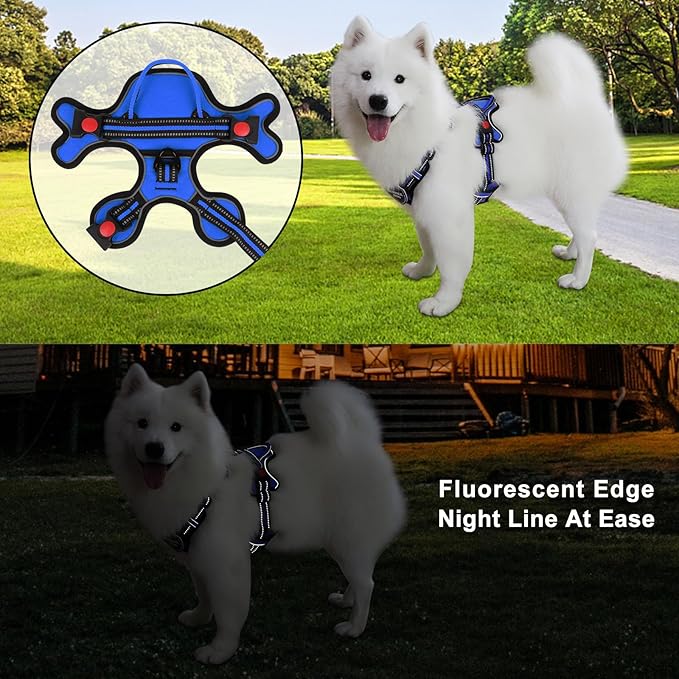 Dog Harness, Adjustable Reflective Dog Vest No Pull Dog Harness with Badge and Bow Tie for Puppy Small Medium Large Dogs-Mewly Pet