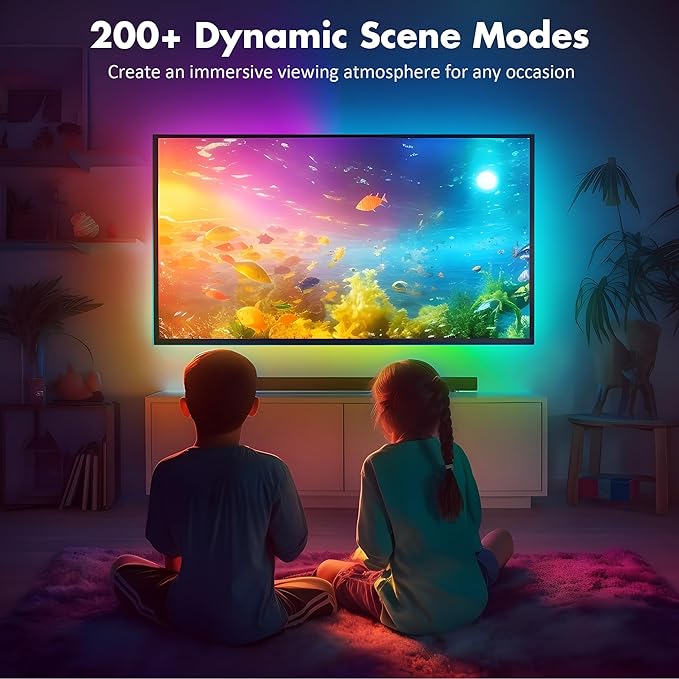 Maylit ICRGB TV LED Backlight, App Control Lights for 76-100in Monitor, Music Sync Color Changing Strip Lights for Home Decor, USB Powered Gaming Accessories Light for Bedroom Room Decor