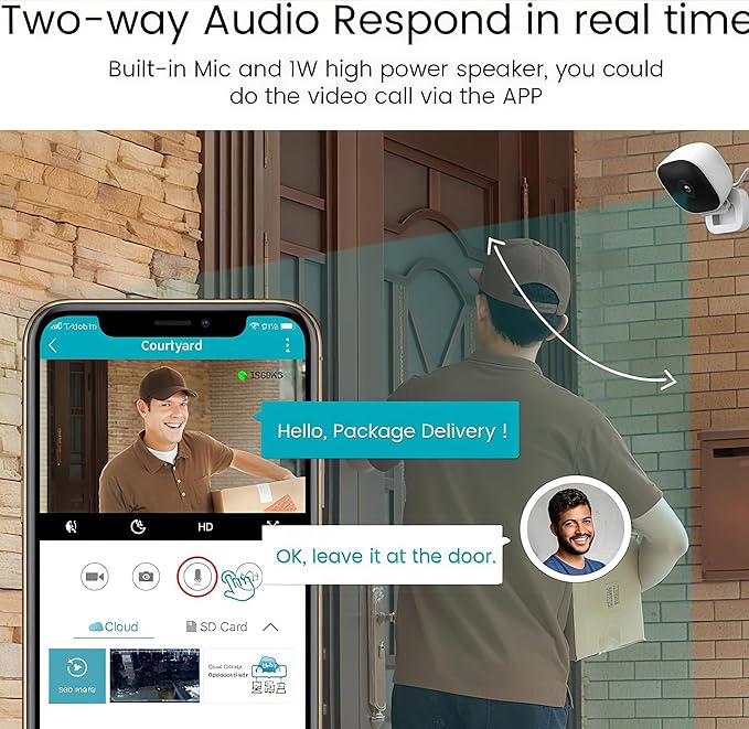 Indoor Cameras for Home Security with Color Night Vision & Siren, 2-Way Audio for Pet/Dog/Baby/Nanny, 2.4GHz WiFi Camera, Cloud & SD Card Storage-Mewly Pet