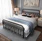 YALAXON Vintage Sturdy Queen Size Metal Bed Frame Basic with Headboard and Footboard,No Box Spring Needed,Under Bed Storage (Queen,Black)