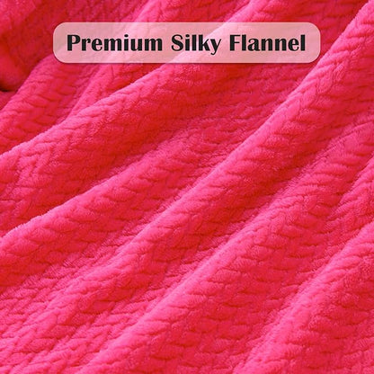 NEWCOSPLAY Super Soft Throw Blanket Dark Rose Red Premium Silky Flannel Fleece Leaves Pattern Lightweight Bed Blanket All Season Use (Dark Rose Red, Throw(50"x60"))