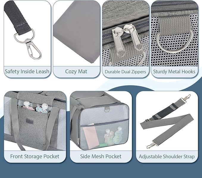 Cat Carrier for 2 Cats – Large Soft-Sided Pet Travel Carrier, Dual Compartments, Privacy Protection, Dog Carrier for Small/Medium Dogs, Home & Outdoor Use-Mewly Pet