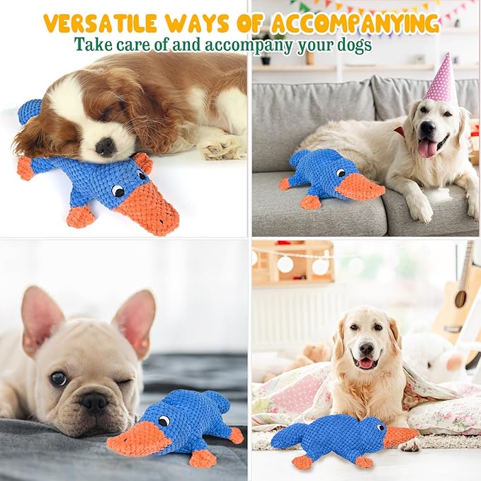 Vitscan Squeaky Dog Toys for Aggressive Chewers Large Breed, Large Dog Toys for Big Dogs, Stuffed Platypus Tough Plush Dog Toy,Interactive Dog Chew Toy/Puppy Chew Toys/Pet Toys for Small Dogs-Mewly Pet