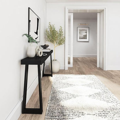 Plank+Beam Solid Wood Console Table, 66 Inch, Sofa Table, Narrow Entryway Table for Hallway, Behind The Couch, Living Room, Foyer, Easy Assembly, Black