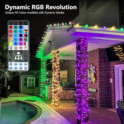 Brizled Color Changing Halloween Lights, 66ft 200 LED RGB Christmas Lights Music Sync, 120+ Modes Remote Dimmable Outdoor Christmas Light, Mini Tree Light Indoor Plugin for Xmas Halloween Party Decor