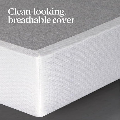 ZINUS No Assembly Metal Box Spring, 7.5 Inch White Mattress Foundation, Sturdy Metal Structure, Twin