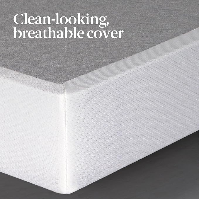 ZINUS 7.5 Inch Box Spring with Cover, No Assembly Mattress Foundation, Sturdy Metal Structure, Queen, White