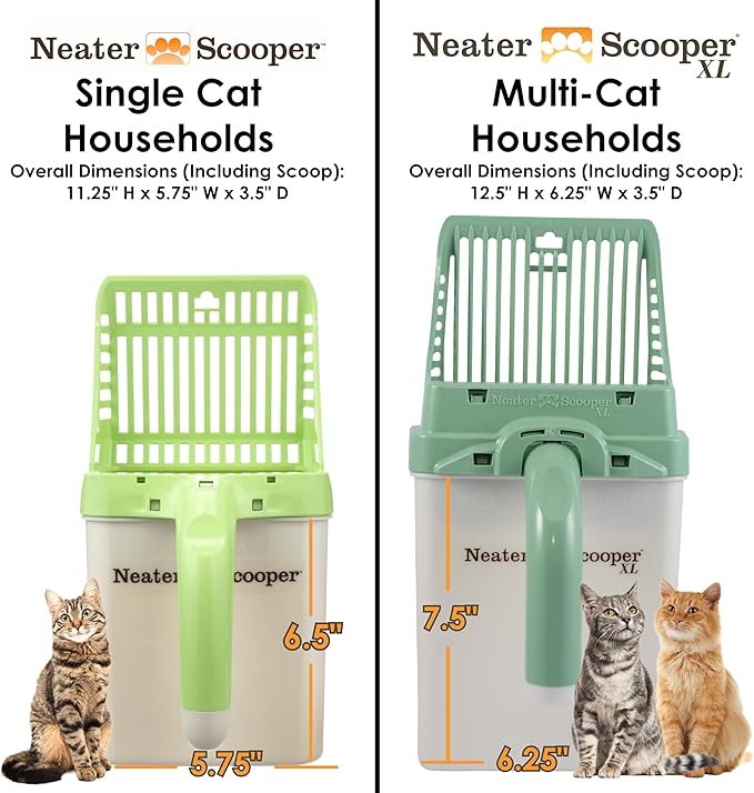 Neater Pet Brands Neater Scooper XL Cat Litter Scoop, 15 Refill Bags – Extra-Large Capacity Mess-Free Cat Litter Scooper with Bag for Large & Multiple Cats, Spill-Proof Litter Box Scooper with Holder-Mewly Pet
